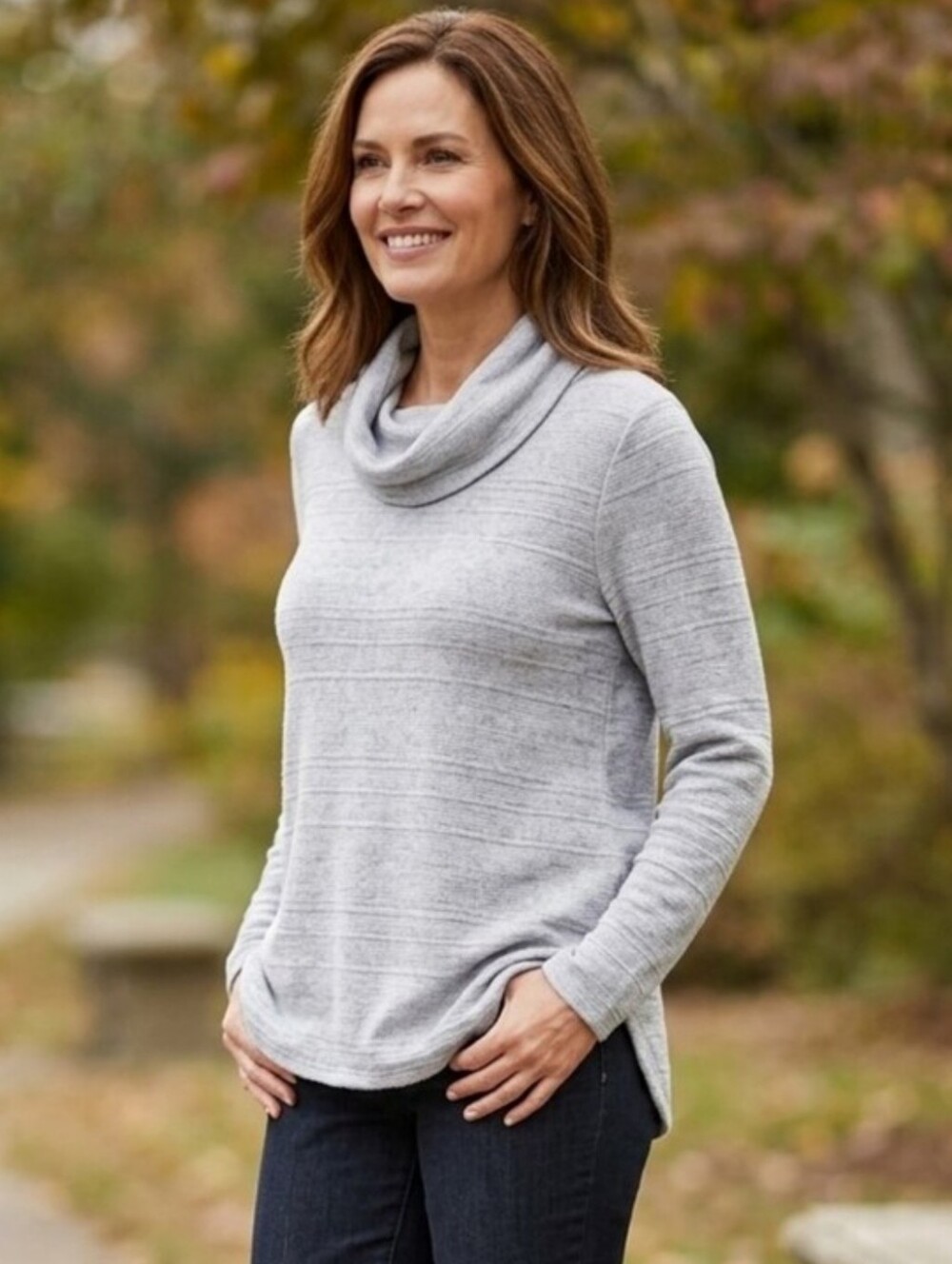 Croft & Barrow Gray Cowl Neck Long Sleeve Pullover Soft Texture Sweater Top XXL